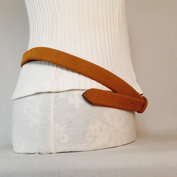 Zara Tan Split Leather Suede Skinny Belt  Made In Spain main image 10